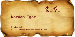 Kordos Igor névjegykártya